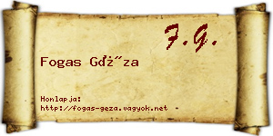 Fogas Géza névjegykártya